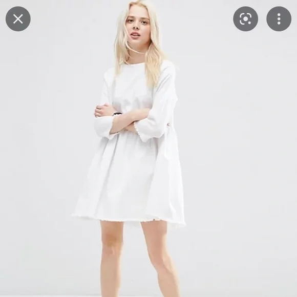 ASOS | Dresses | Asos White Denim Smock Dress Size 6 | Poshmark